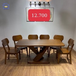 Bộ bàn ăn gỗ sồi hiện đại 6 ghế BAGS36