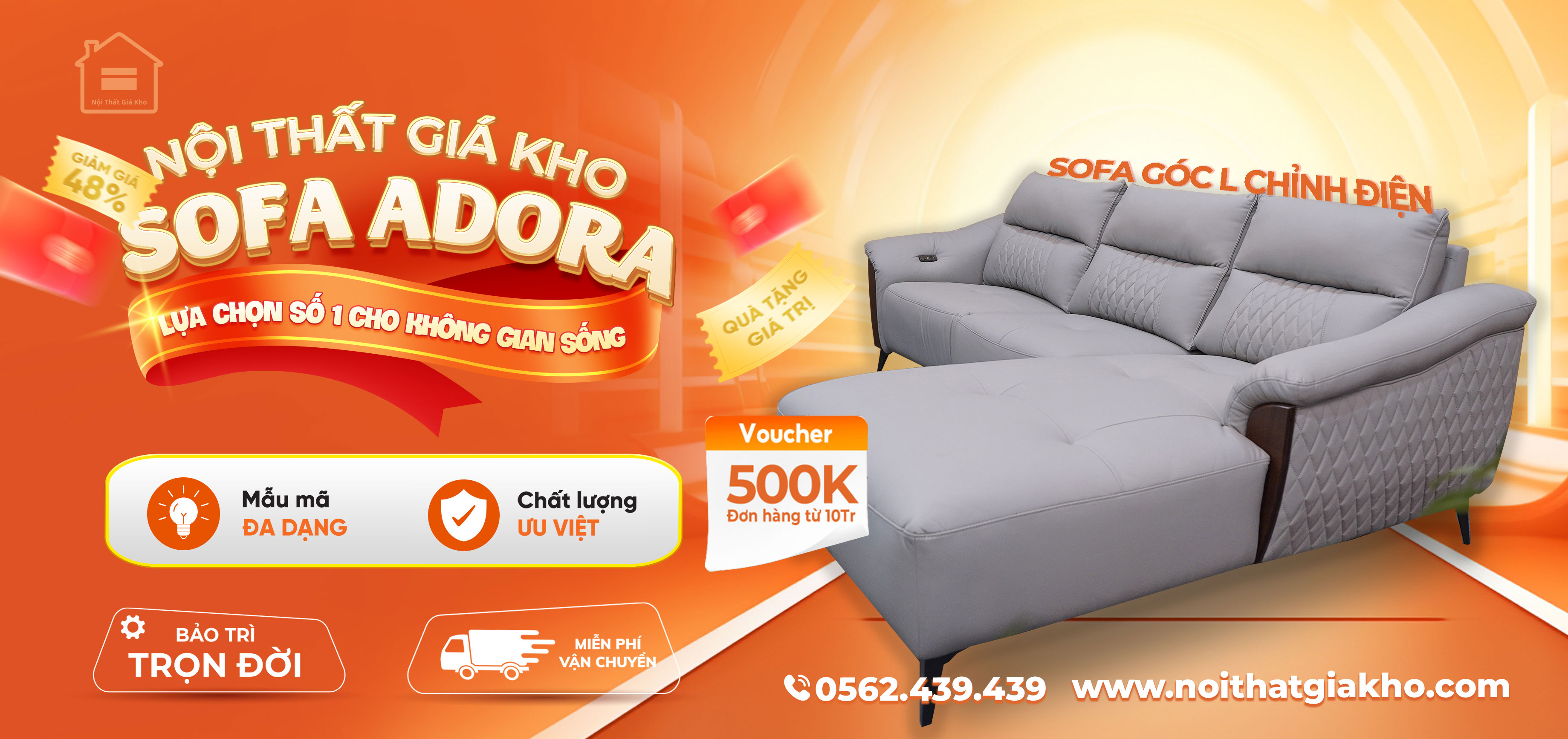 Sofa góc, sofa chữ L đẹp cho phòng khách
