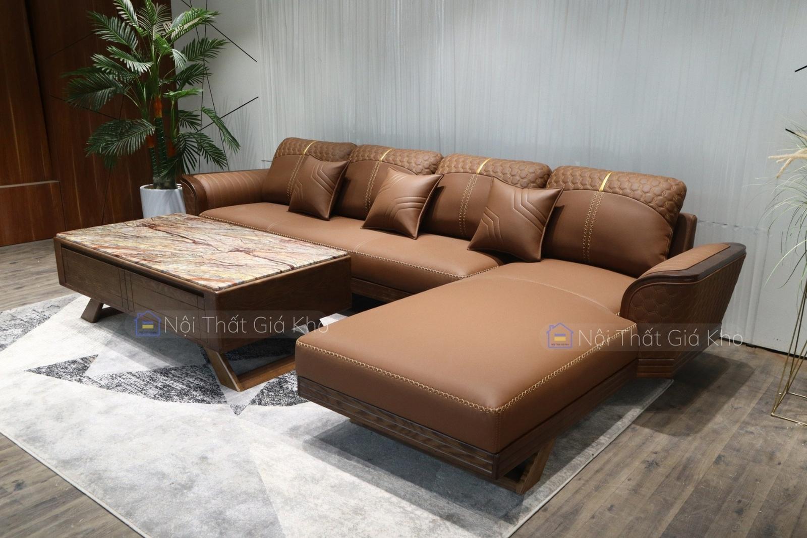 Ghế sofa gỗ góc L NTVT024