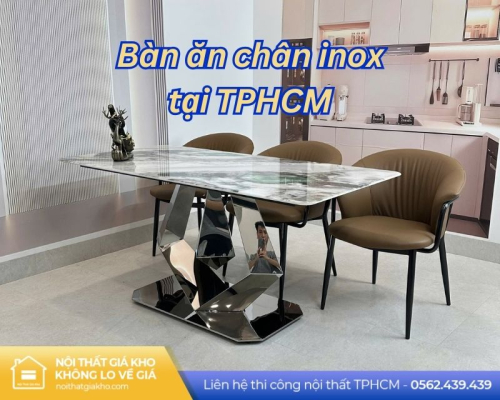 Bàn ăn chân inox mạ vàng tại TPHCM