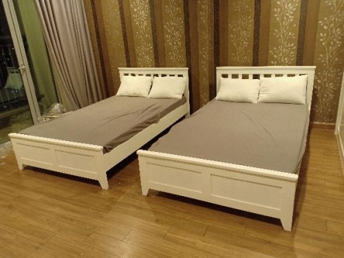 Giường ngủ gỗ thông 1m2-1m4 - Giường