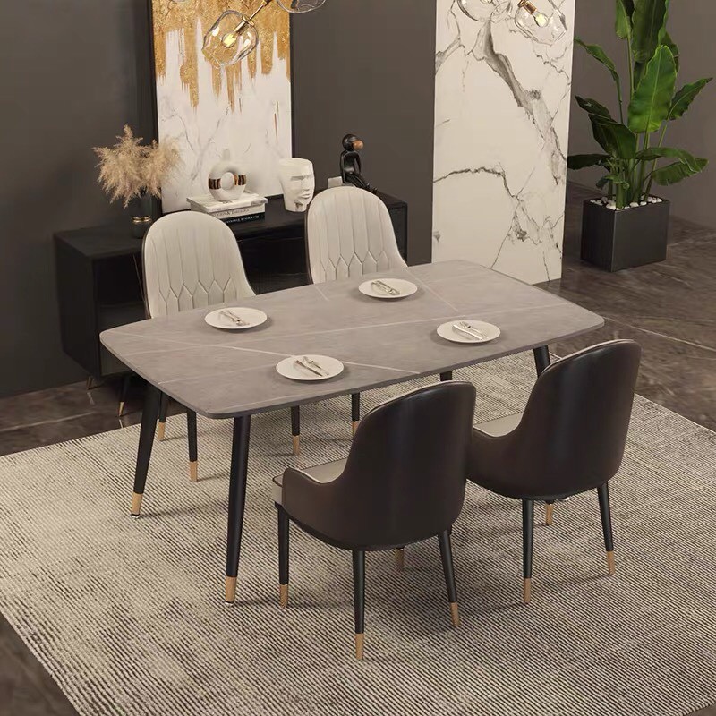Bộ bàn ăn mặt đá phiến Ceramic kết hợp ghế Monet