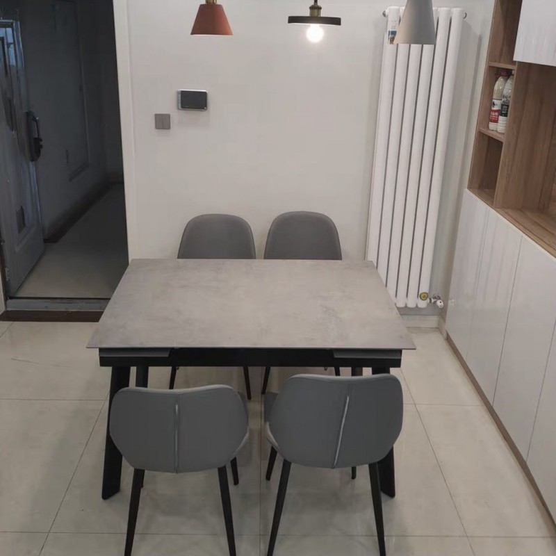 Bộ bàn ăn thông minh mặt đá phiến Ceramic kéo dài kết hợp ghế Nordic