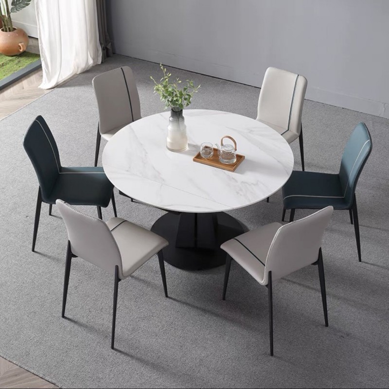 Bộ bàn ăn thông minh tròn xoay chữ nhật mặt đá Ceramic kèm ghế Vertical
