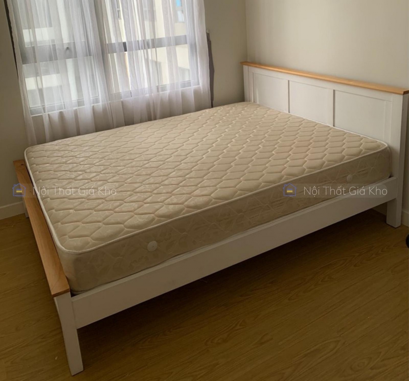 Giường ngủ gỗ thông hiện đại 1m6