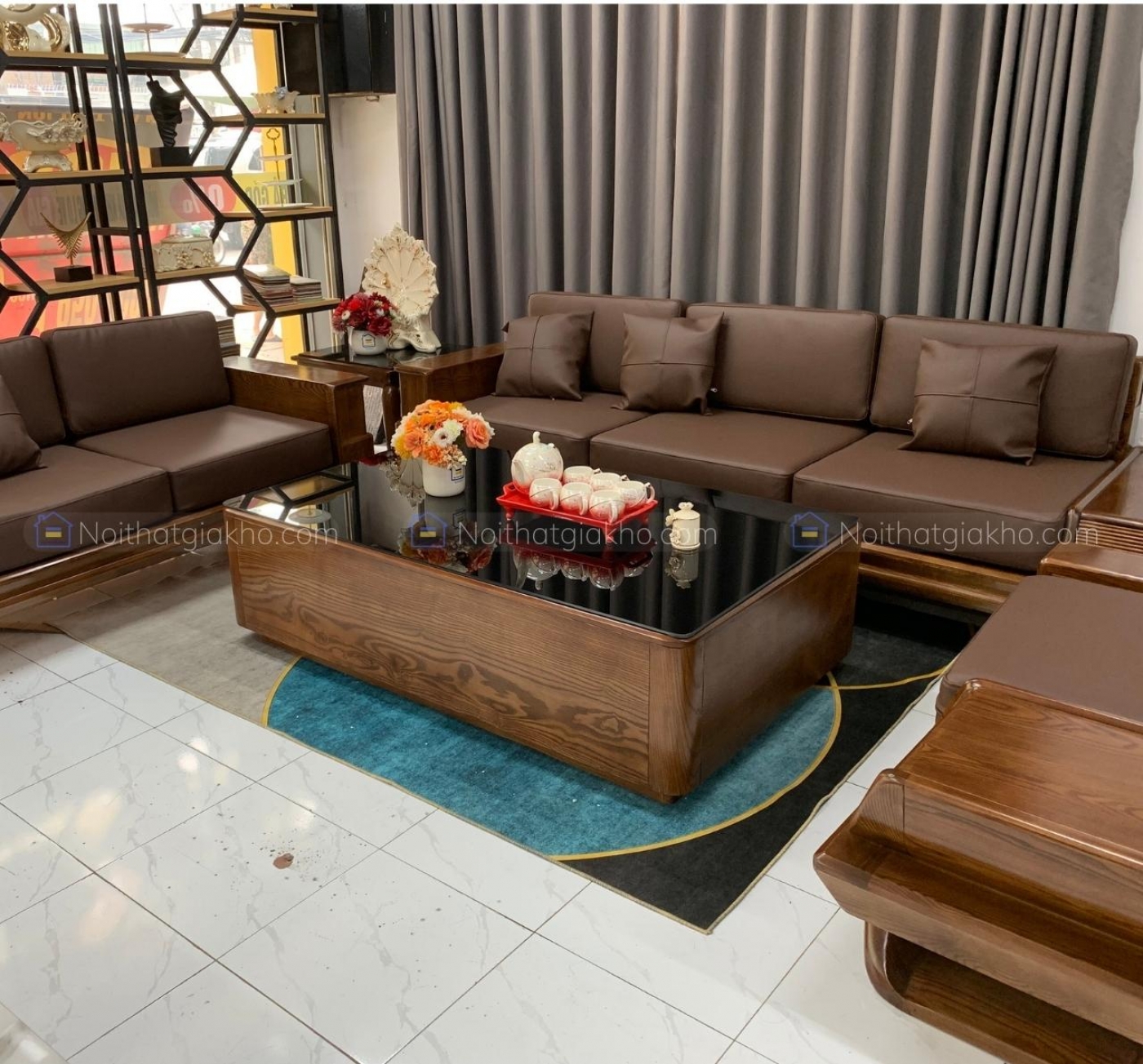 Sofa gỗ sồi tự nhiên cao cấp GK45