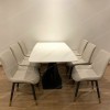 Bàn ăn mặt đá phiến chân chéo chữ X kết hợp ghế Loft