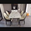 Bộ bàn ăn mặt đá cẩm thạch kết hợp ghế Monet có tay