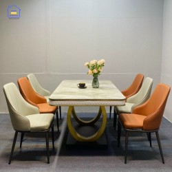 Bộ bàn ăn mặt đá Ceramic kèm ghế Sheraton