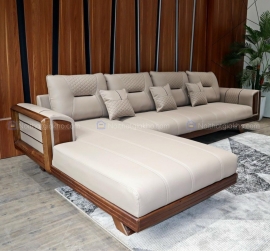 Sofa phòng khách chữ L gỗ sồi đẹp NTVT