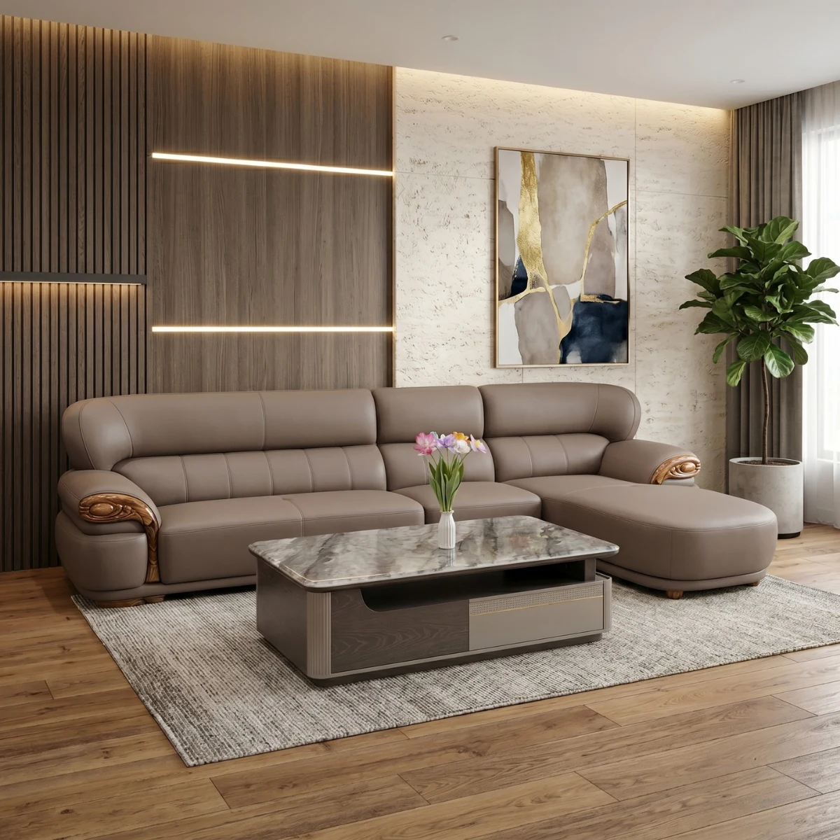Sofa nhập khẩu gỗ mun AT01