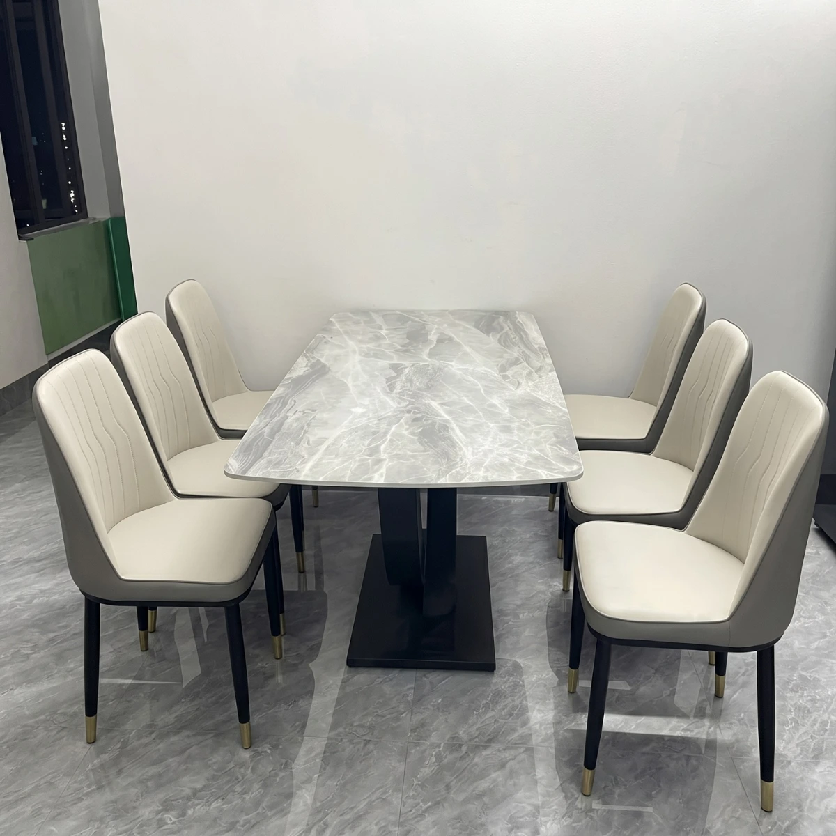 Bàn ăn mặt đá ceramic 6 ghế Adora Monet