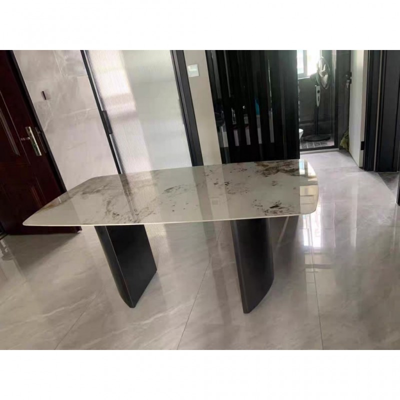 Bàn ăn mặt đá Ceramic kèm ghế hoa mai mạ vàng