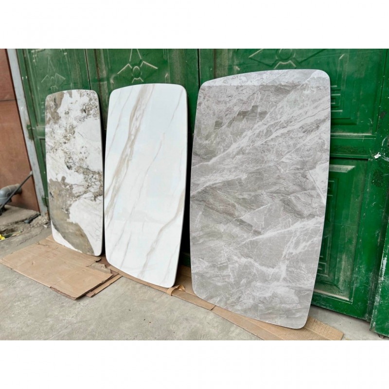 Bàn ăn mặt đá Ceramic kèm ghế hoa mai mạ vàng