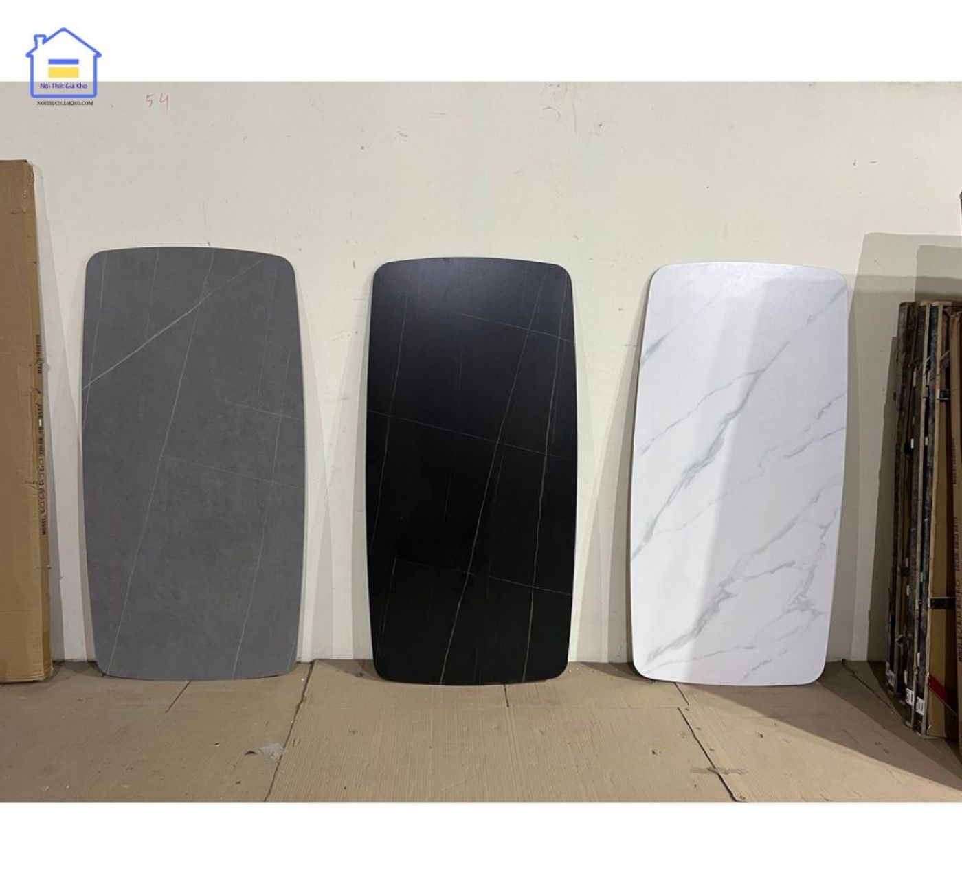 Bàn ăn mặt đá Ceramic bóng và ghế Hat