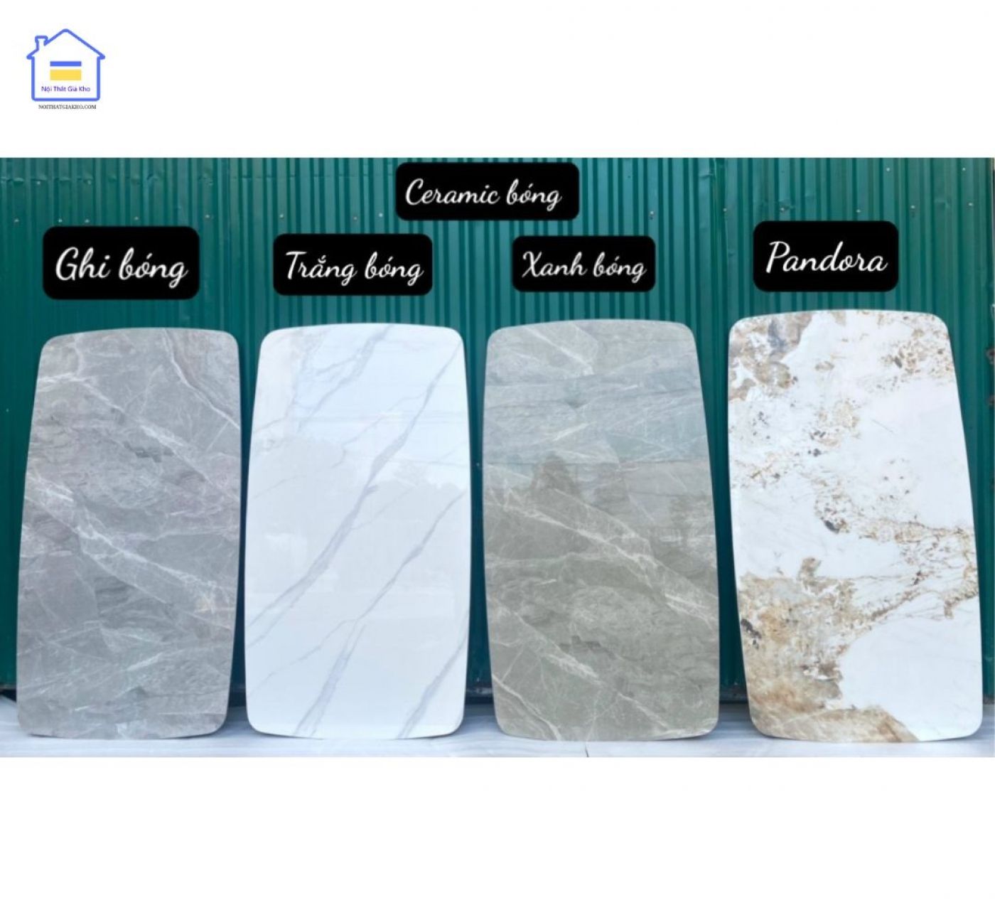 Bàn ăn mặt đá Ceramic bóng và ghế Hat