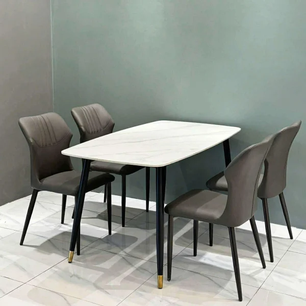 Bàn ăn mặt đá ceramic chân côn