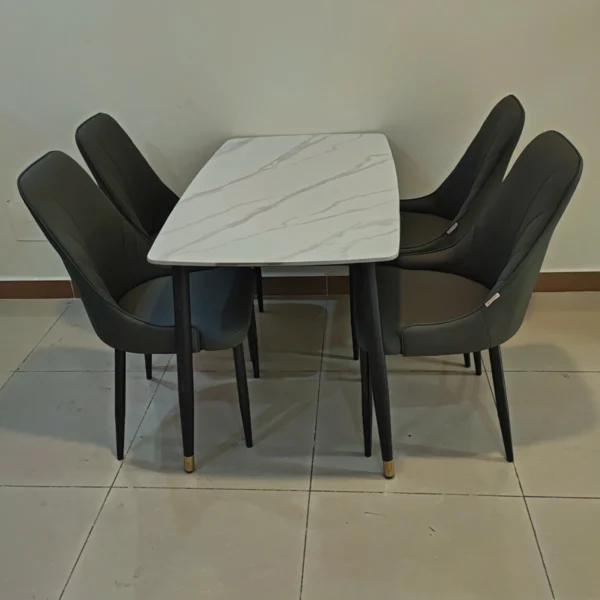 Bàn ăn mặt đá ceramic chân côn 4 ghế Pamper