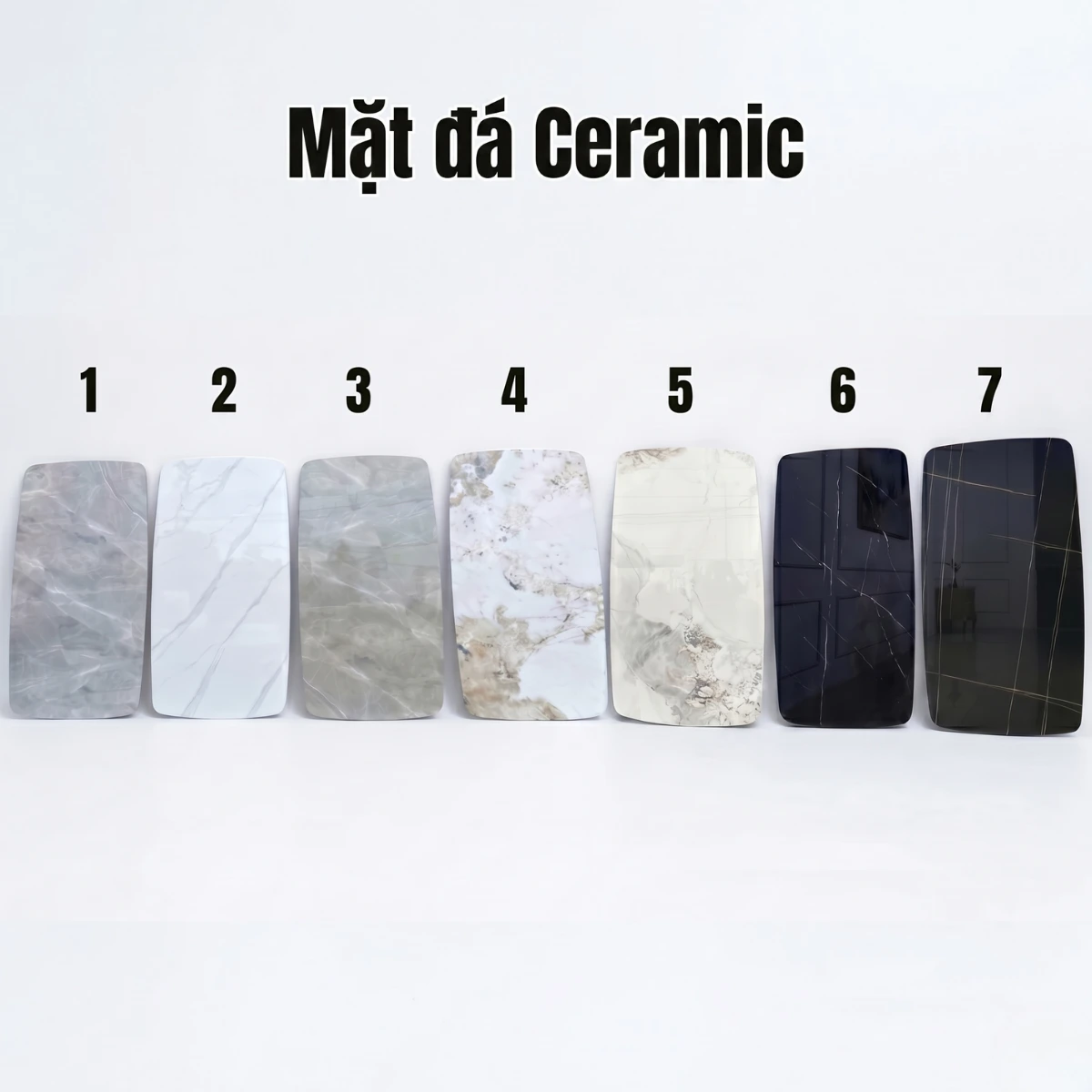 Bàn ăn mặt đá ceramic bóng