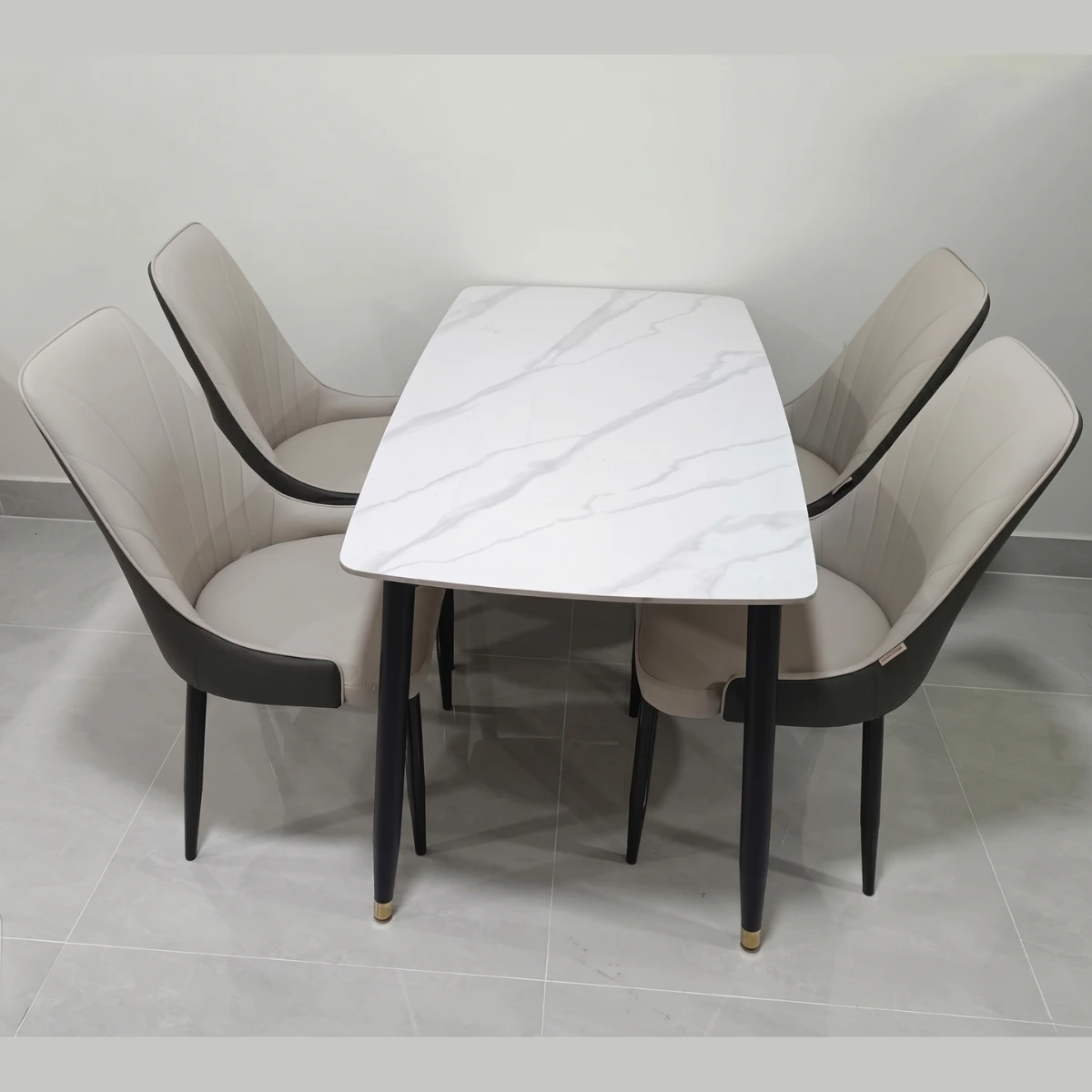 Bàn ăn mặt đá ceramic chân côn 6 ghế Pamper