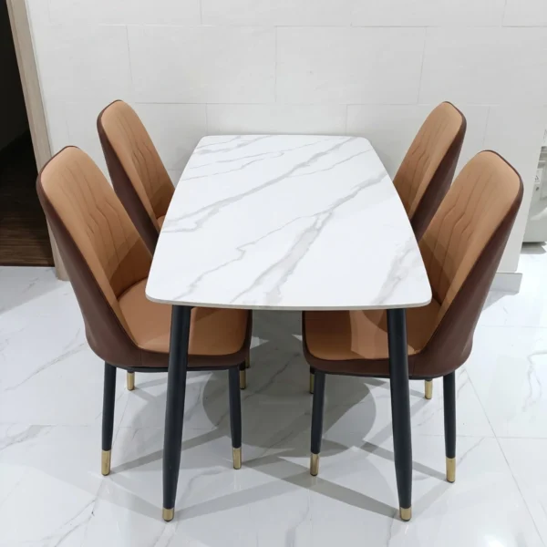 Nội Thất Giá Kho Quận 4 18 Bàn ăn mặt đá ceramic chân côn ghế Monet