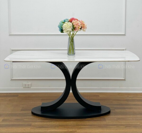 Bàn ăn mặt đá Ceramic chân sắt