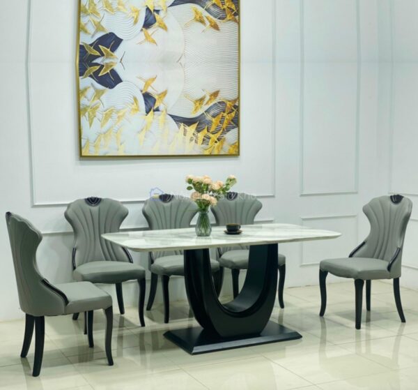 Bàn ăn mặt đá chân gỗ nhập khẩu