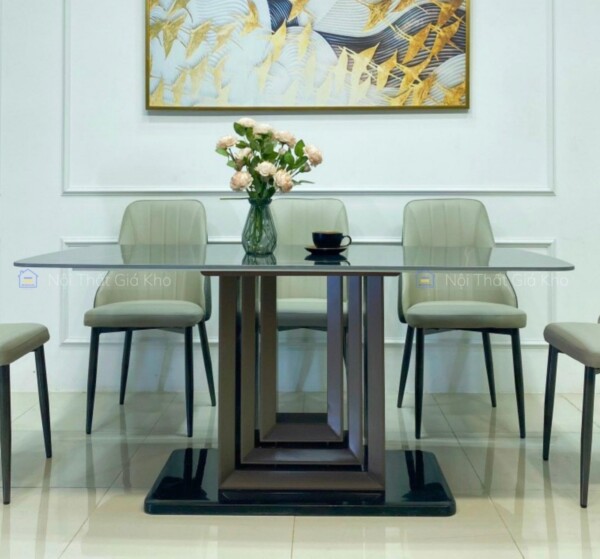 Bàn ăn mặt đá chân U nhập khẩu