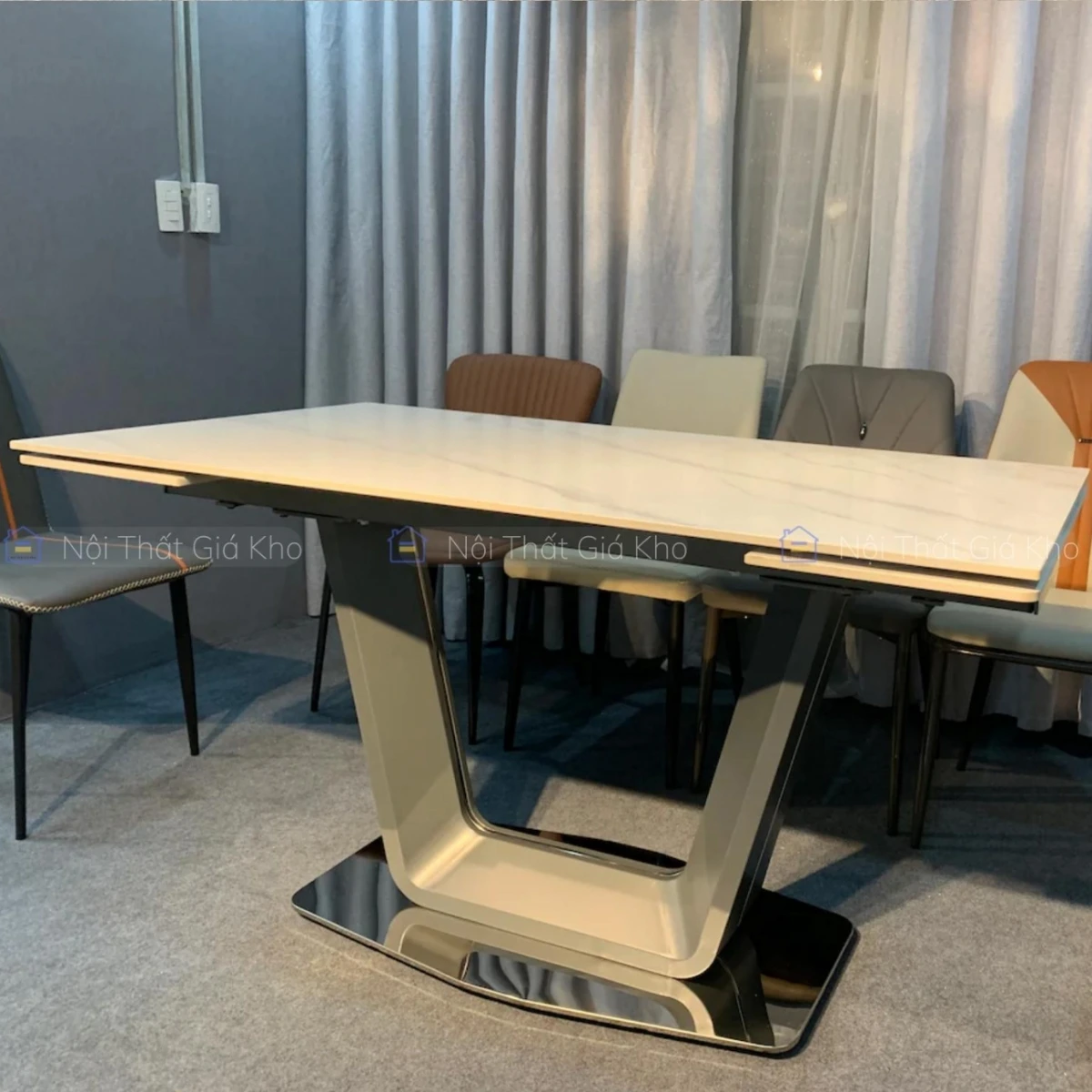 Bàn ăn mặt đá thông minh kéo dài 2 đầu BAK34