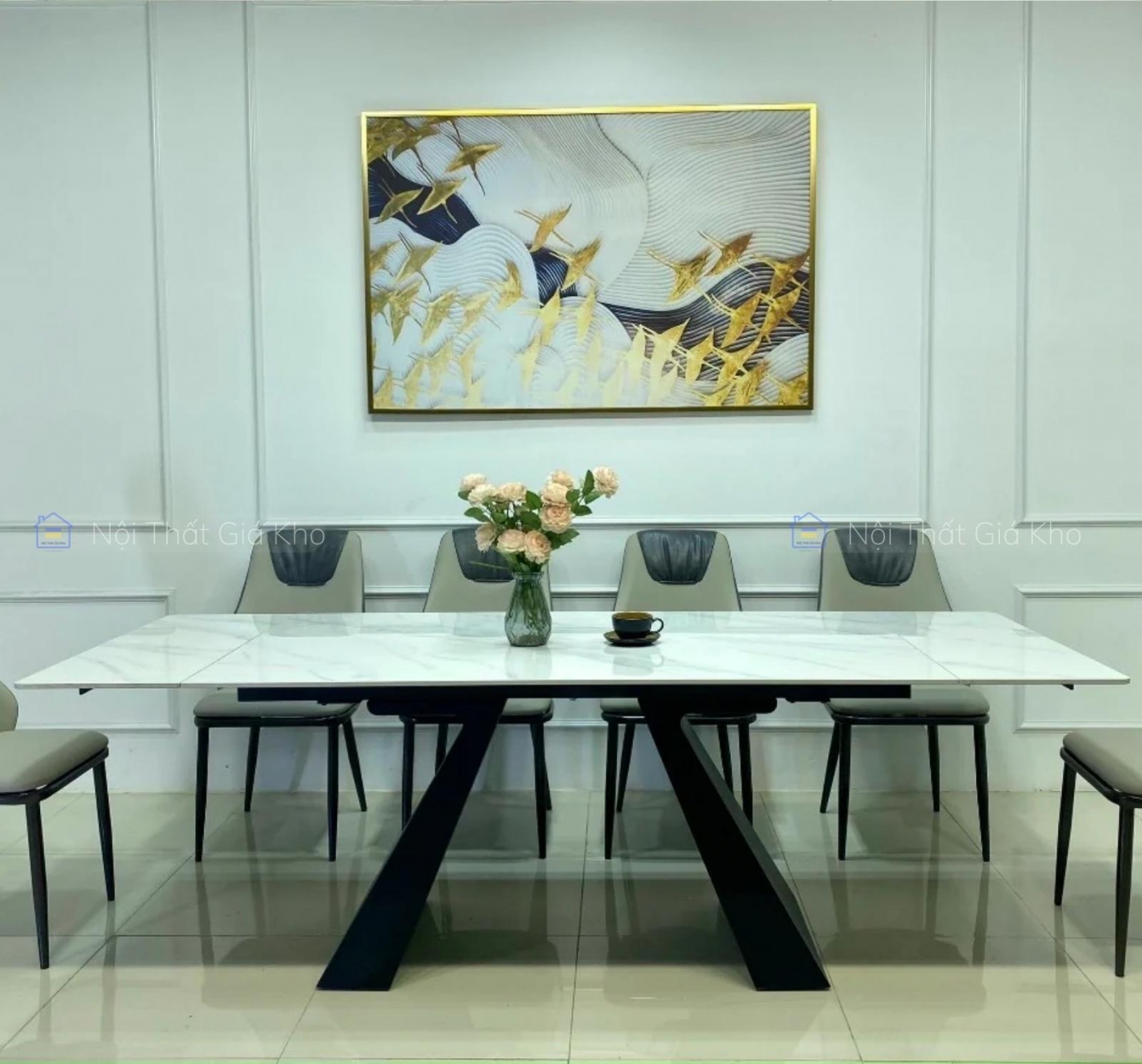 Bàn ăn thông minh đá Ceramic kéo dài 2 đầu 1m4-2m