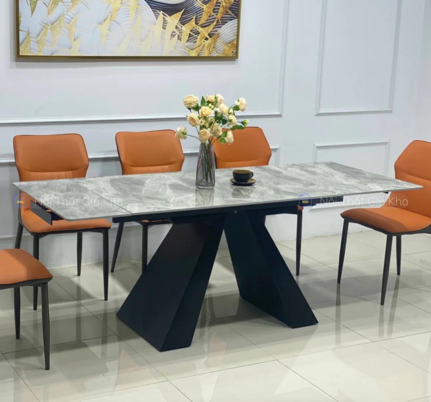 Bàn ăn thông minh đá Ceramic kéo dài 2 đầu 1m4-2m