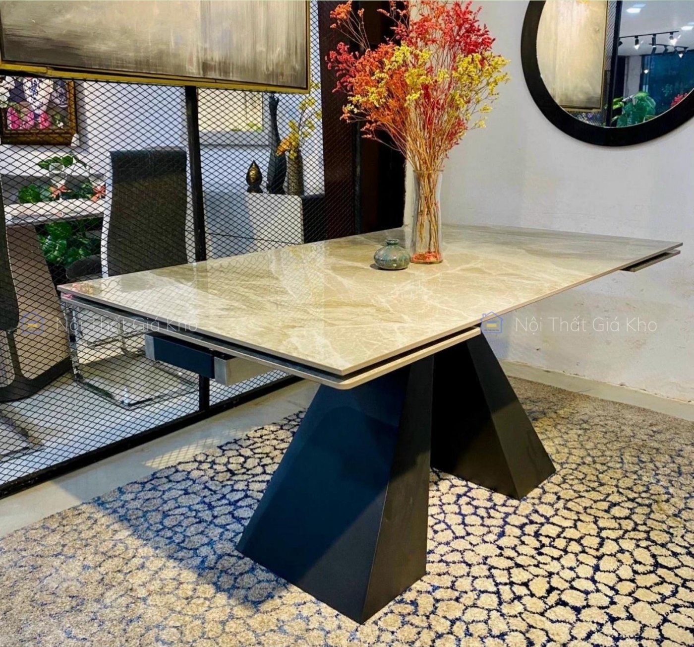 Bàn ăn thông minh đá Ceramic kéo dài 2 đầu 1m4-2m