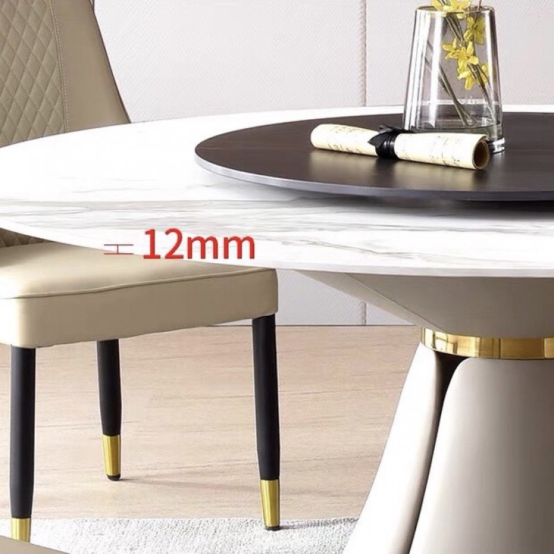 Bàn ăn thông minh mặt đá Ceramic bóng kèm ghế Monet có tay