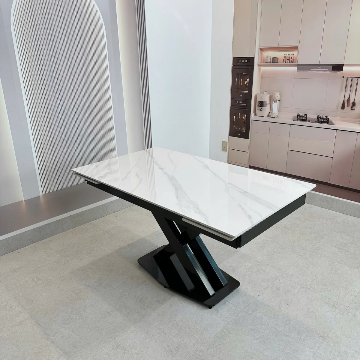Bàn ăn thông minh mặt đá ceramic kéo dài 2 đầu