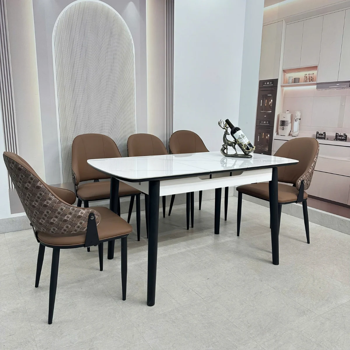 Bàn ăn thông minh mặt đá ceramic kéo dài