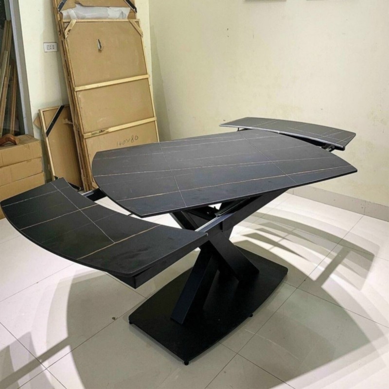 Bàn ăn thông minh mặt đá Ceramic kéo dài kèm ghế Loft Caro
