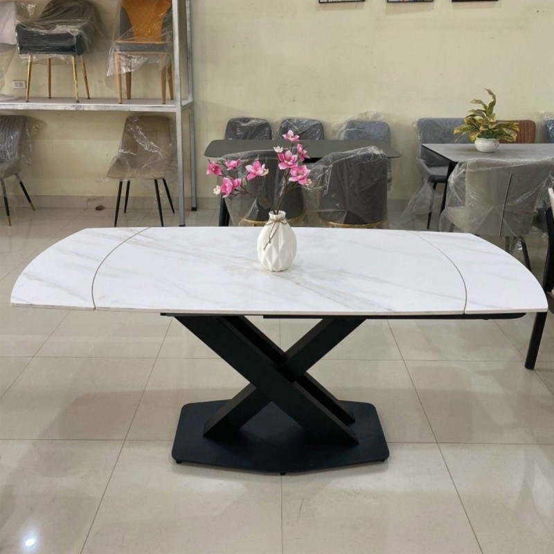Bàn ăn thông minh mặt đá Ceramic kéo dài kèm ghế Loft Caro