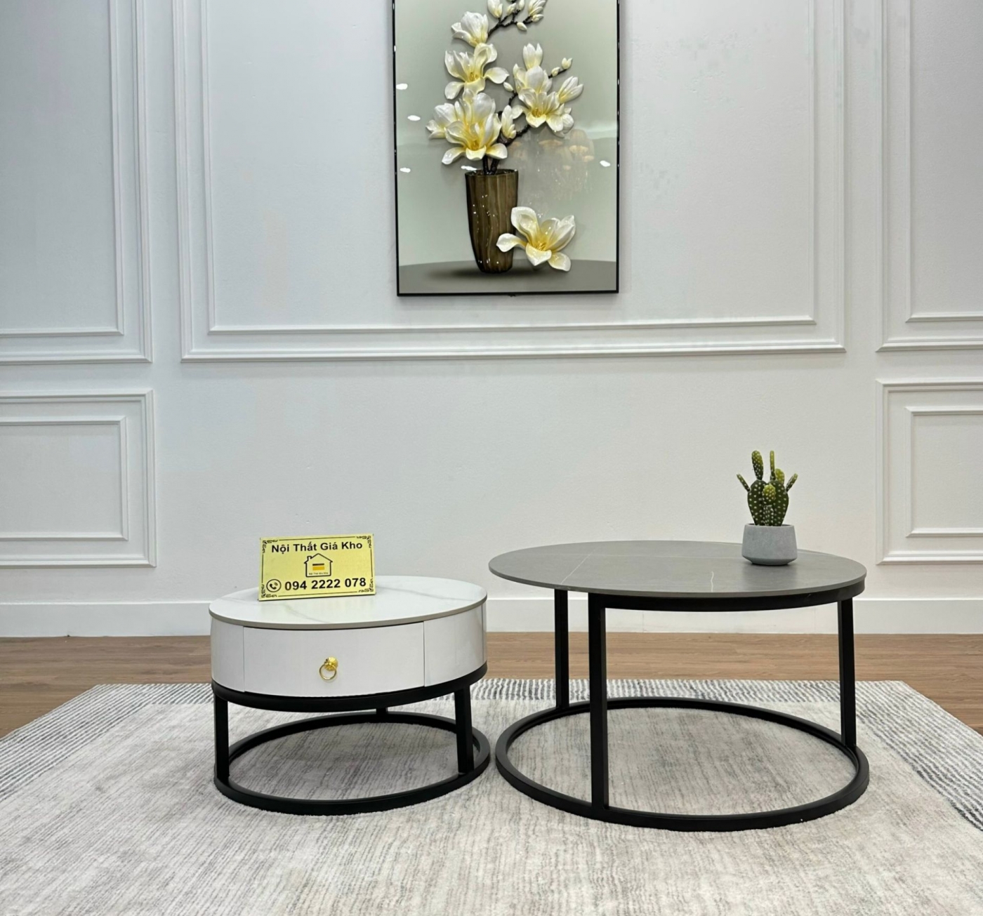 Bàn sofa mặt đá đôi GK39