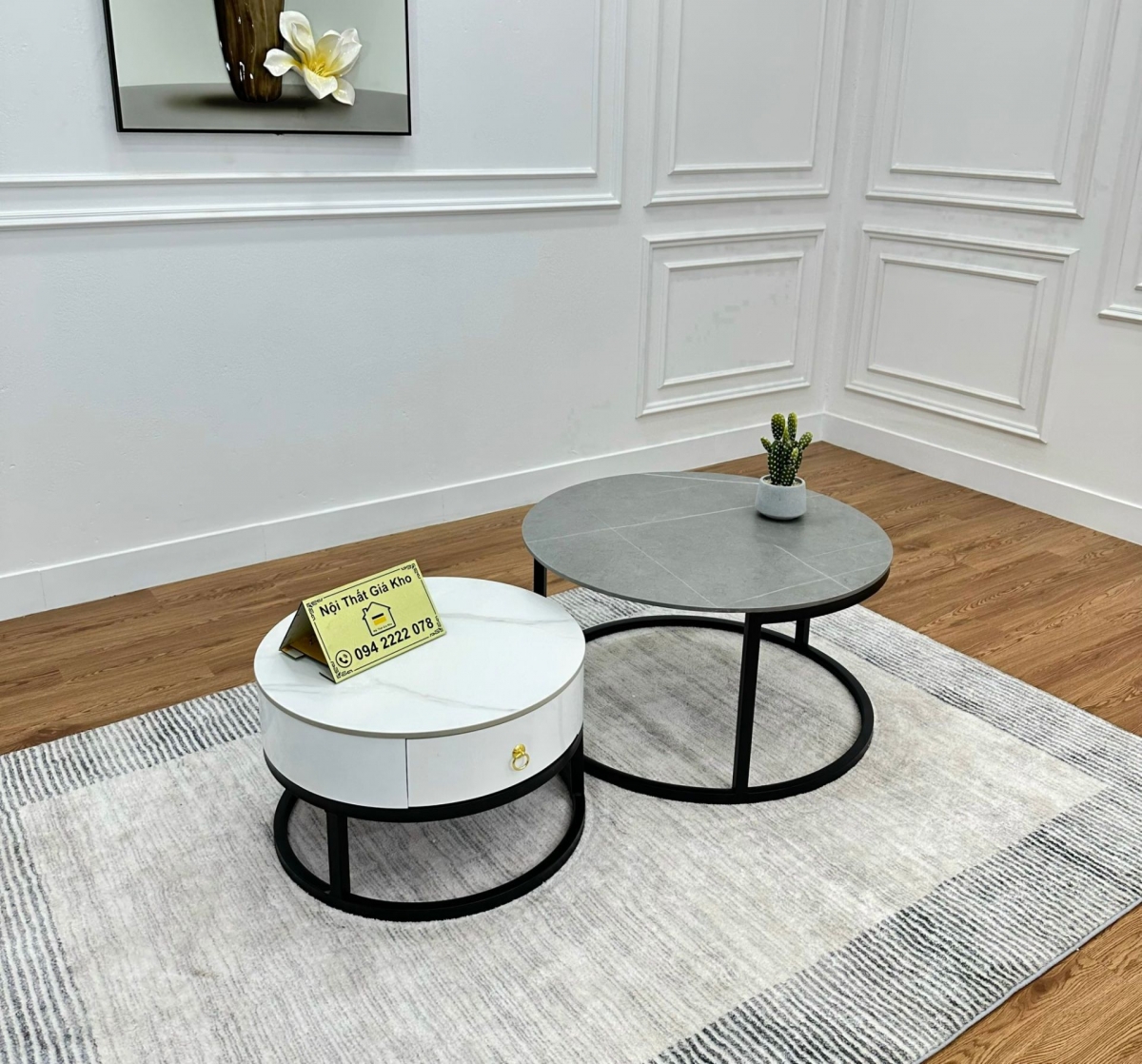 Bàn sofa mặt đá đôi GK39
