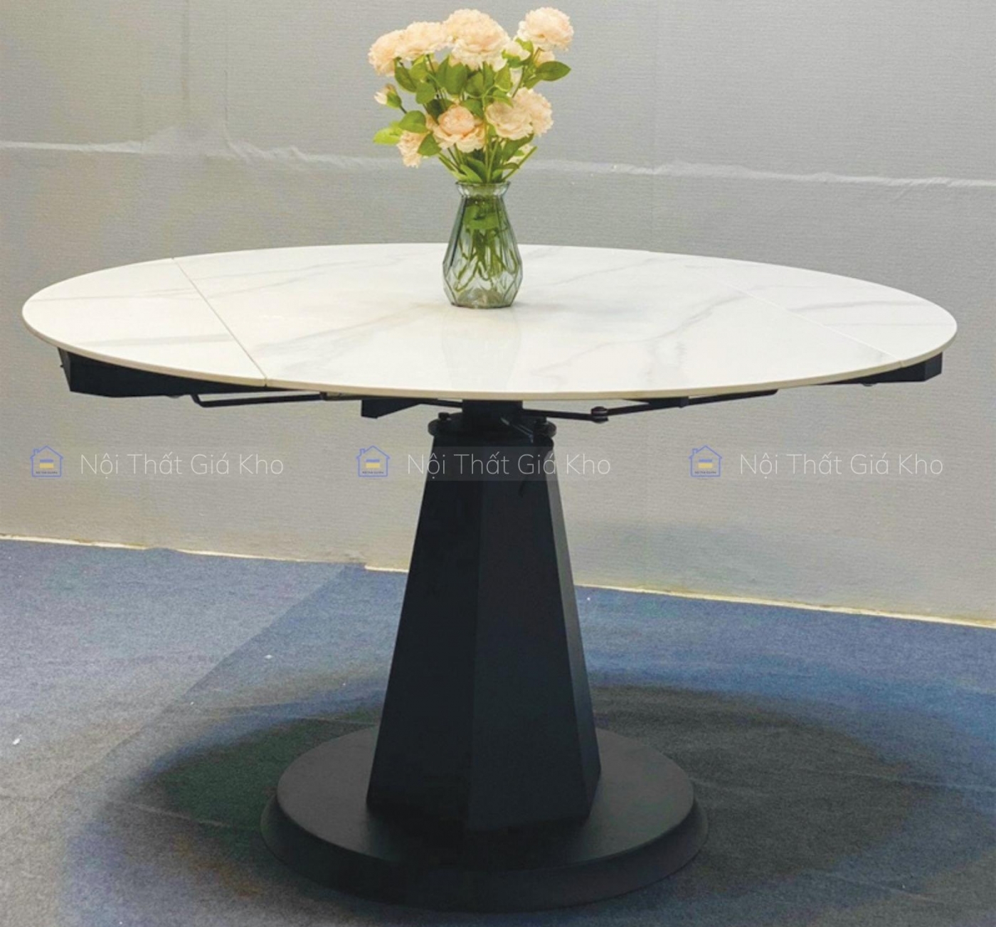 Bàn ăn tròn xoay thông minh nhập khẩu mặt đá Ceramic