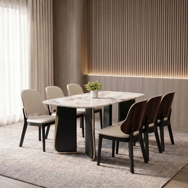 Bộ bàn ăn gỗ 6 ghế Adora