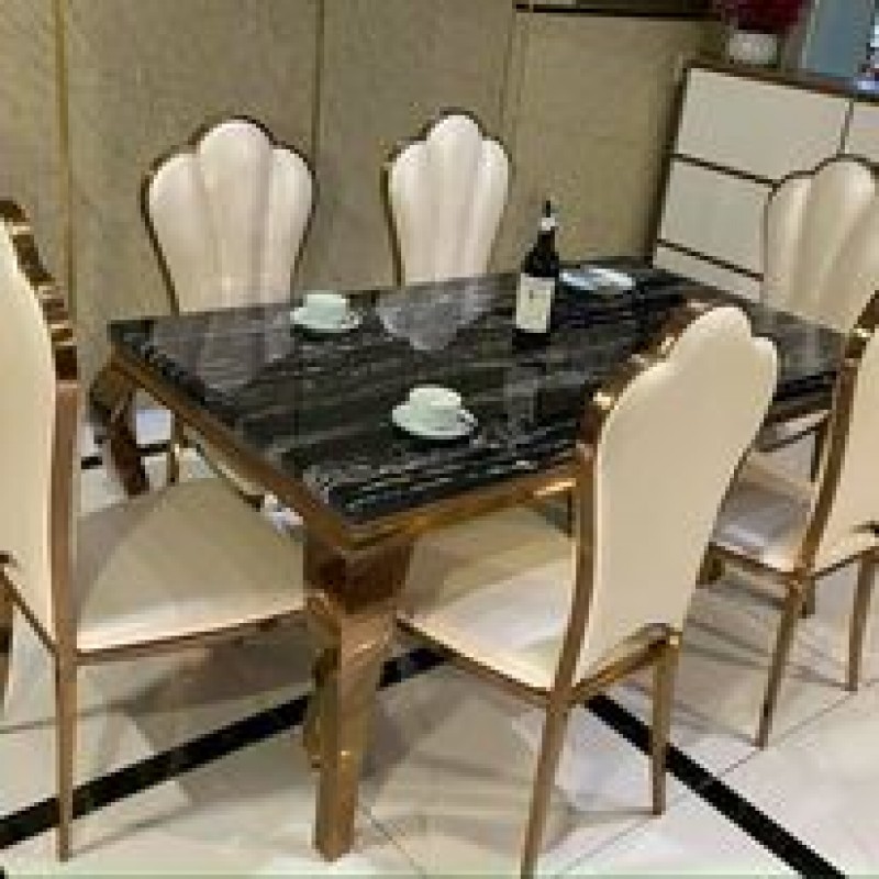 Bộ bàn ăn mặt đá cao cấp tân cổ điển