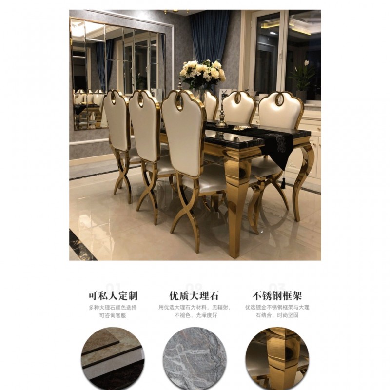 Bộ bàn ăn mặt đá cao cấp tân cổ điển