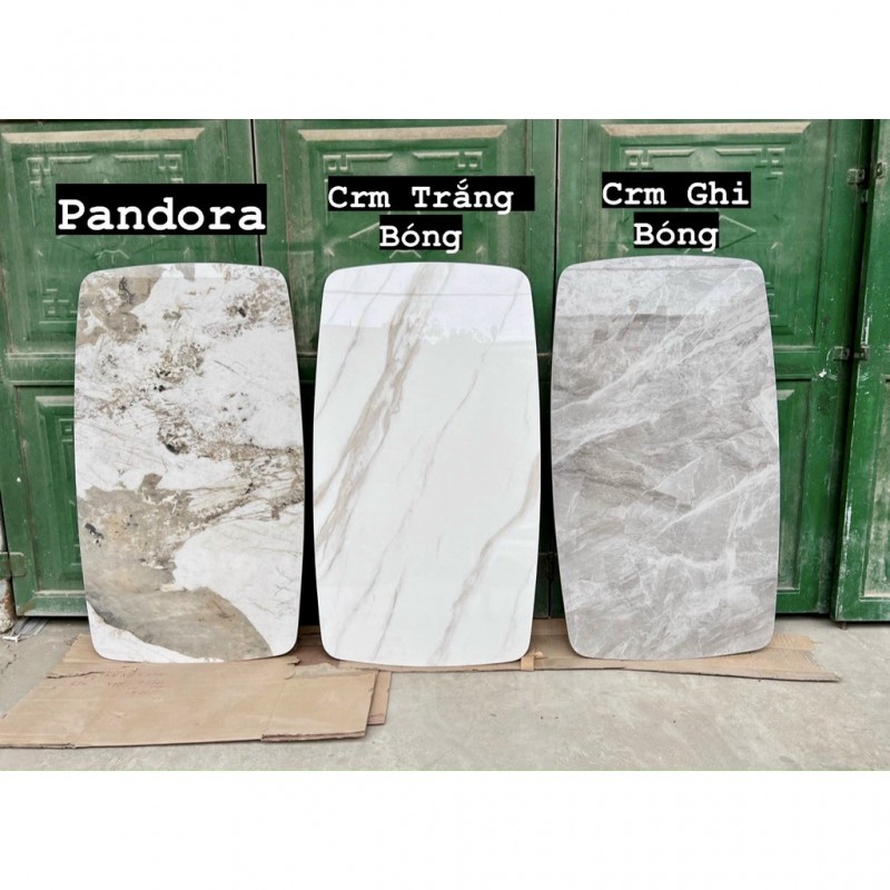 Bộ bàn ăn mặt đá Ceramic bóng chân chữ H kèm ghế Zena
