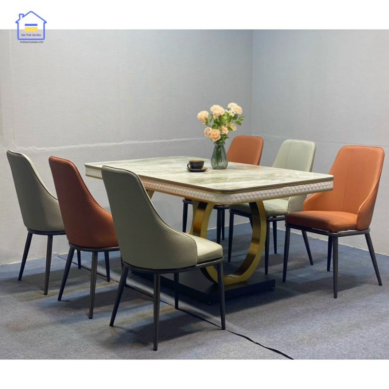 Bộ bàn ăn mặt đá Ceramic kèm ghế Sheraton