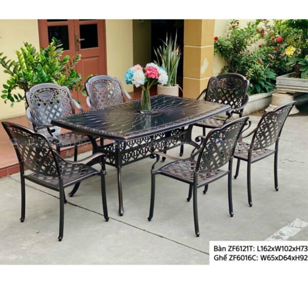 Bộ bàn ghế nhôm đúc ngoài trời NK03