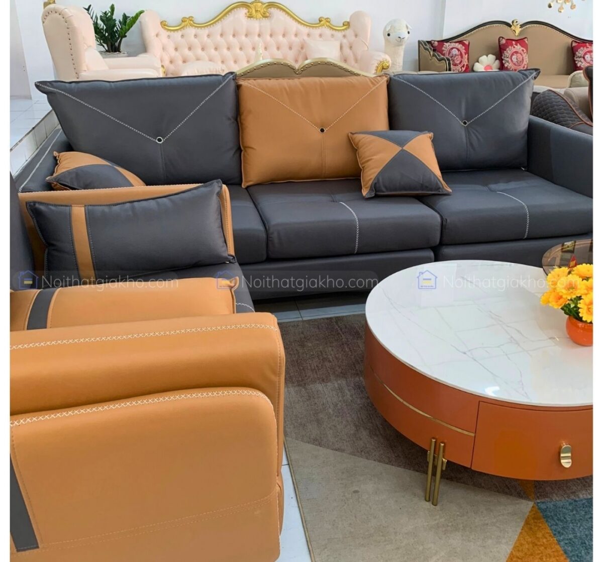 Bộ sofa băng da công nghệ NTVT008