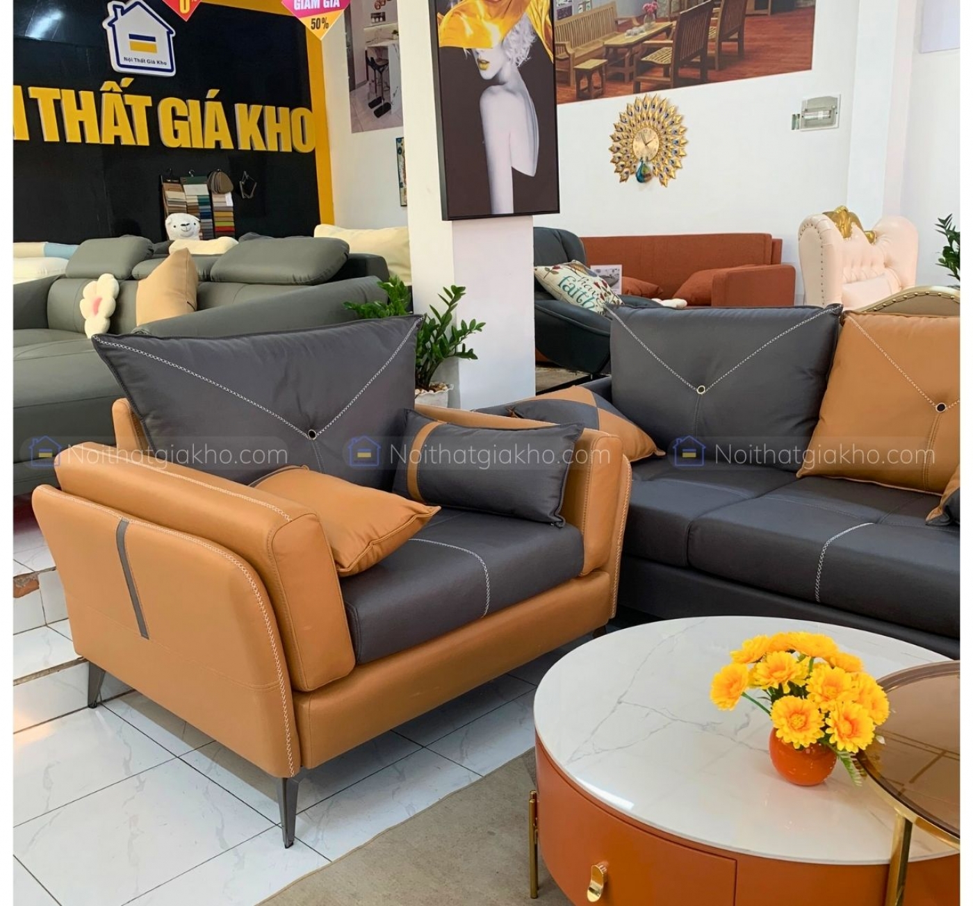 Bộ sofa băng da công nghệ NTVT008