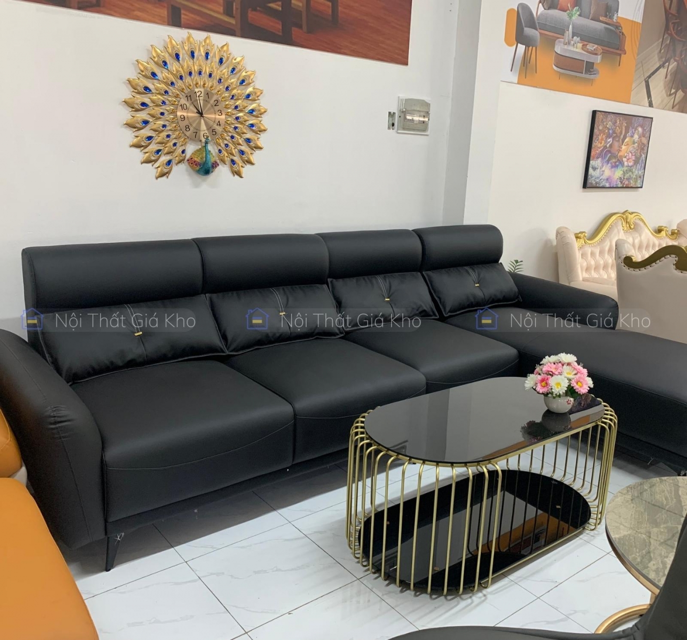 Bộ sofa góc L cao cấp 3mx1m8 tặng bàn trà
