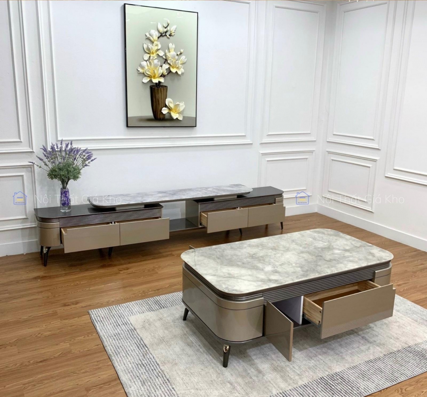 Combo bàn trà sofa kệ tivi đồng bộ